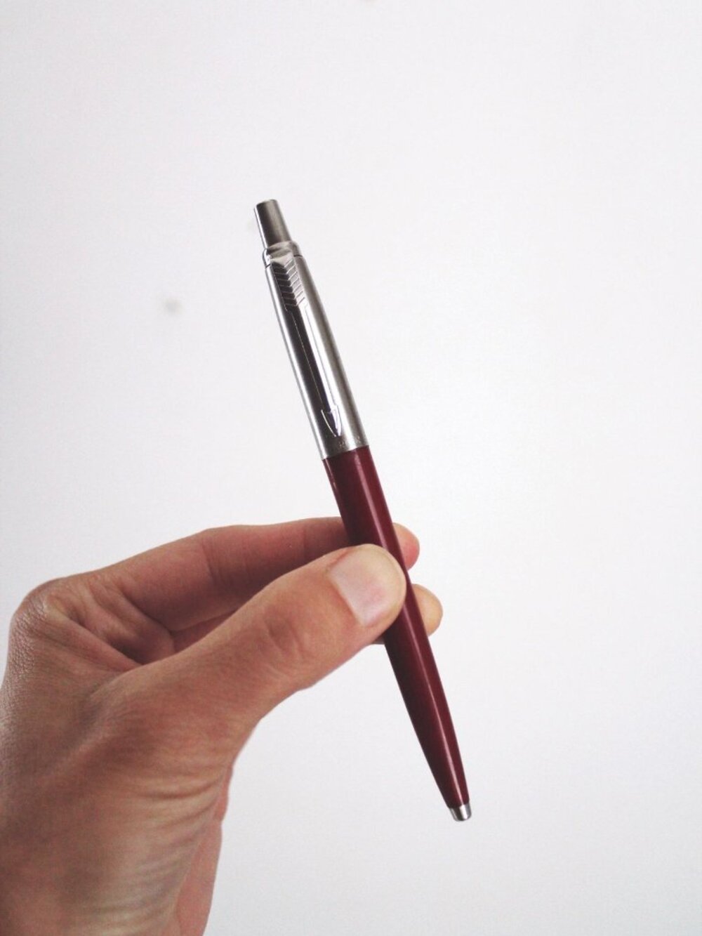 Vintage Parker Jotter Ballpoint Pen Mid Century Retro Red Burgundy Steel